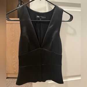 Zara Chic & Classy Black Sleeveless Satin Effect Top XS
